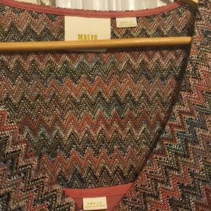 Maeve for Anthropologie chevron drop waist dress